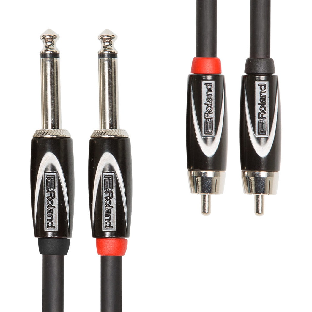 Roland RCC-15-2R28 instrumentenkabel 2x 6.35mm jack naar 2x RCA 4.5 meter