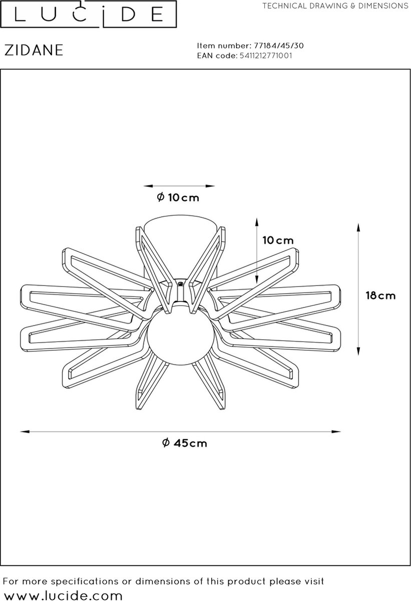 Lucide Zidane Plafonnière - Zwart