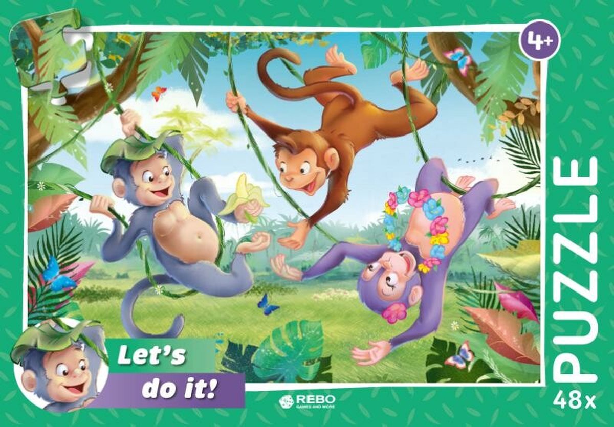 Rebo Productions Rebo legpuzzel 48 stukjes - Monkeys in the jungle