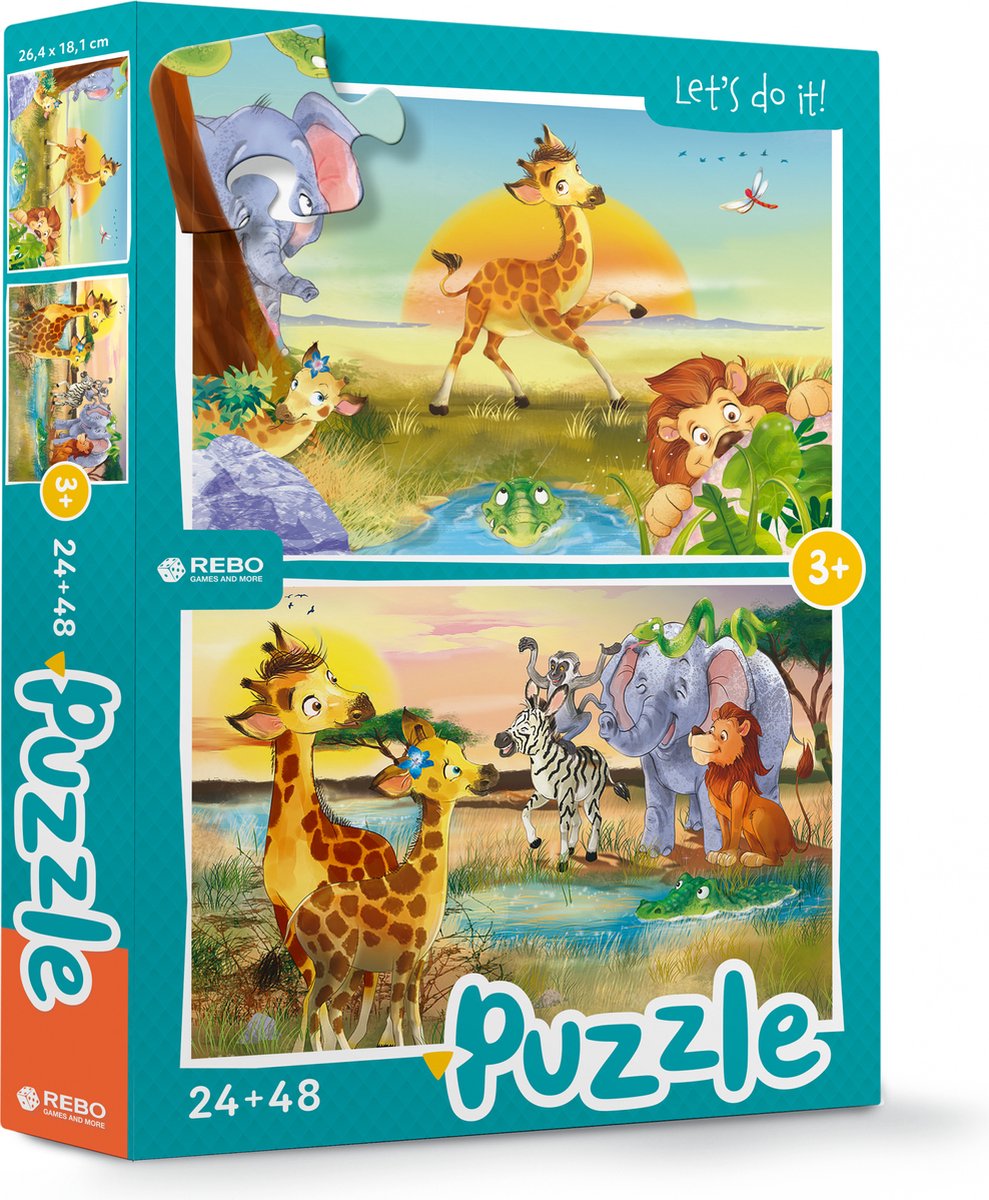 Rebo Productions Rebo legpuzzel 24 + 48 stukjes - Little Giraffe
