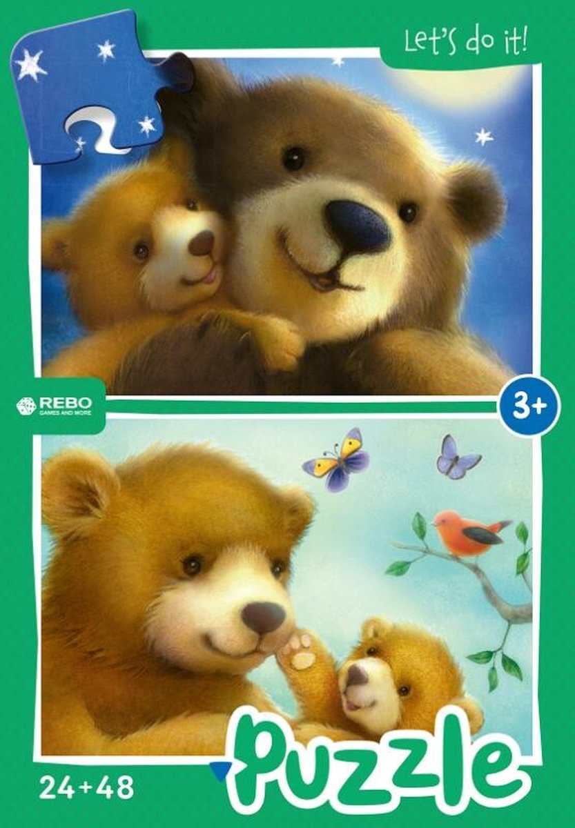 Rebo Productions Rebo legpuzzel 24 + 48 stukjes - Bear family
