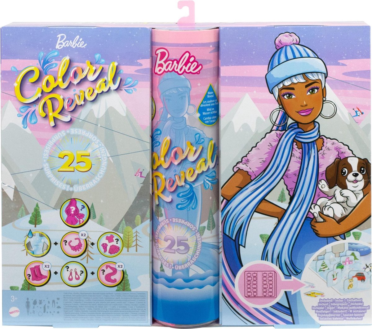 Barbie adventskalender Color Reveal meisjes 8 x 32 cm 26 delig