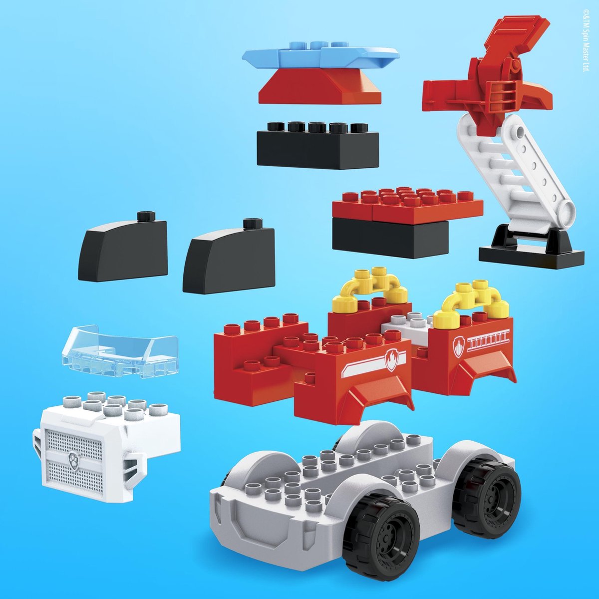 Mega Bloks constructiespeelgoed Paw Patrol junior 40 delig - Rood