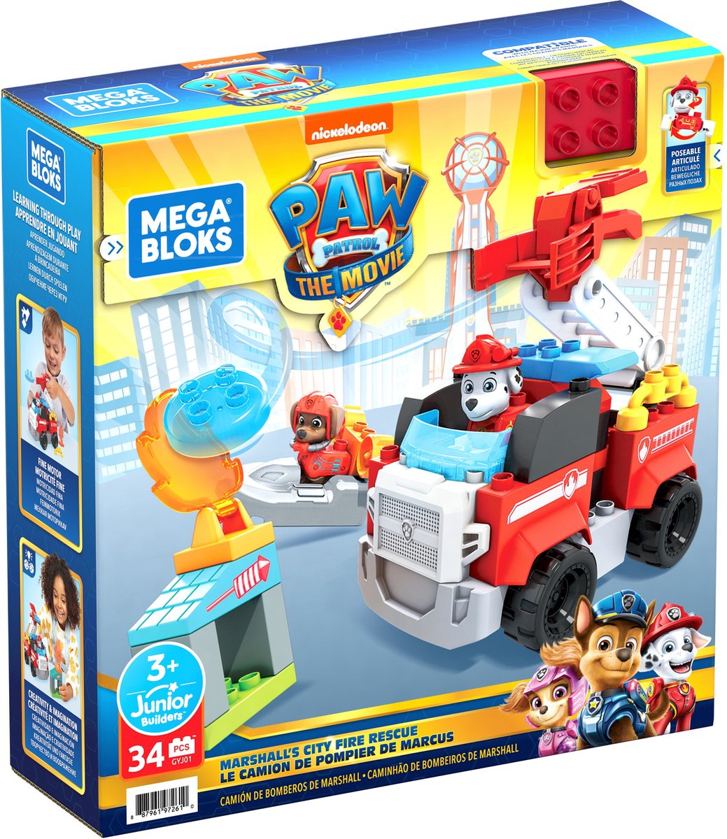 Mega Bloks constructiespeelgoed Paw Patrol junior 40 delig - Rood