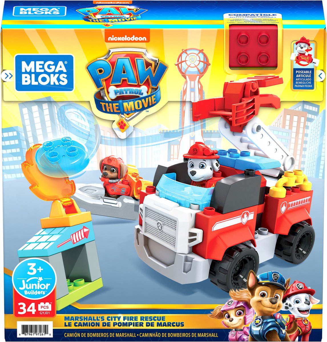 Mega Bloks constructiespeelgoed Paw Patrol junior 40 delig - Rood