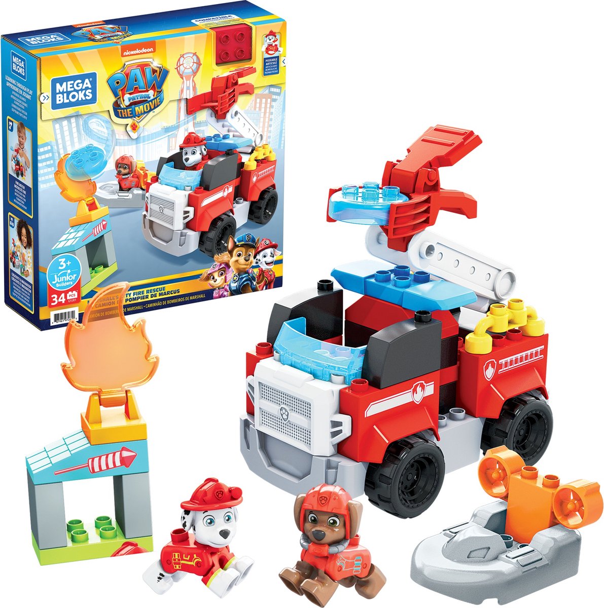 Mega Bloks constructiespeelgoed Paw Patrol junior 40 delig - Rood