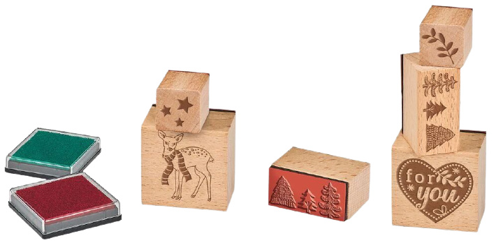 Moses stempelset Kerst junior 8,7 x 8,7 cm hout naturel/groen