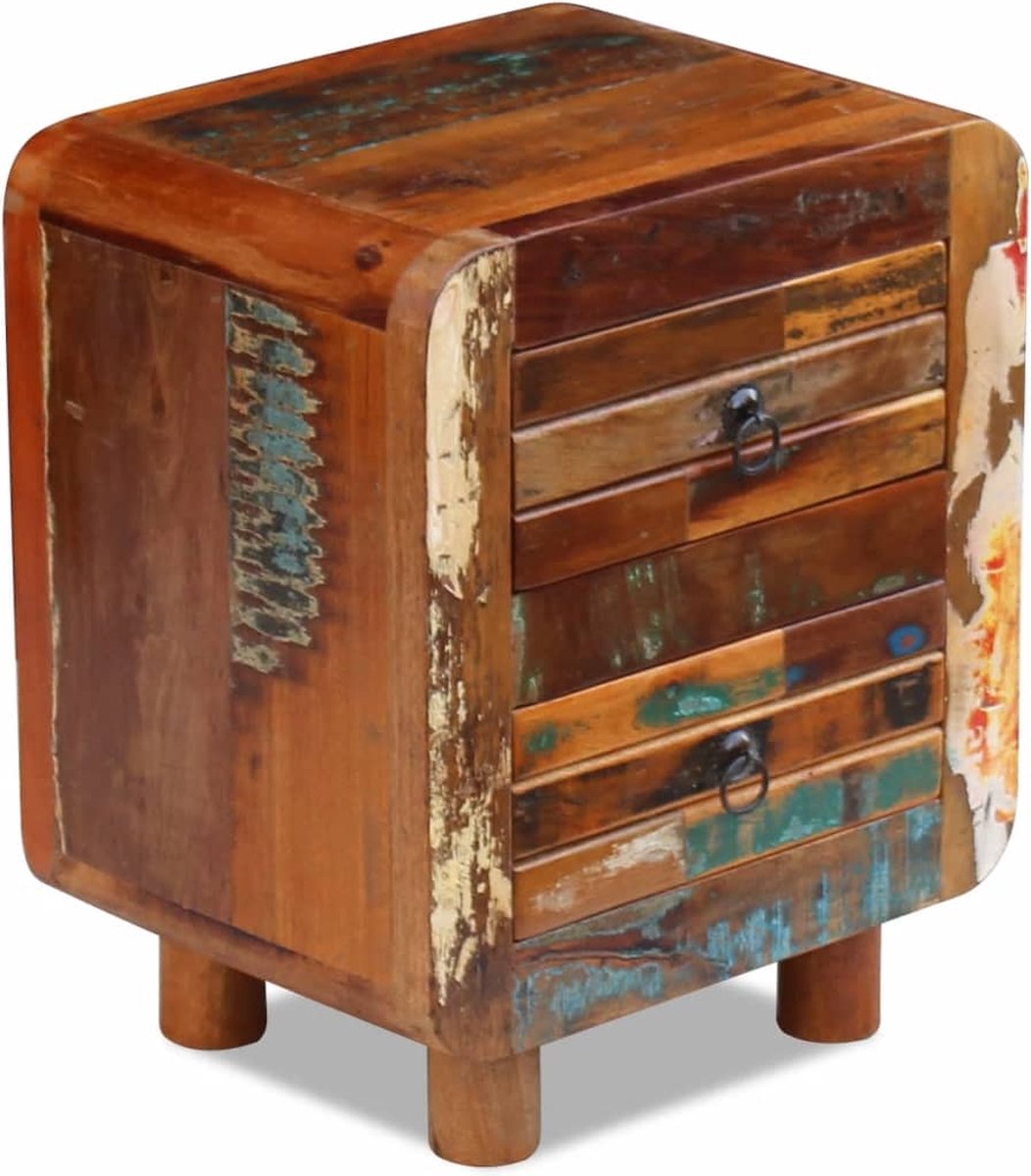 Vidaxl Nachtkastje 43x33x51 Cm Massief Gerecycled Hout - Bruin