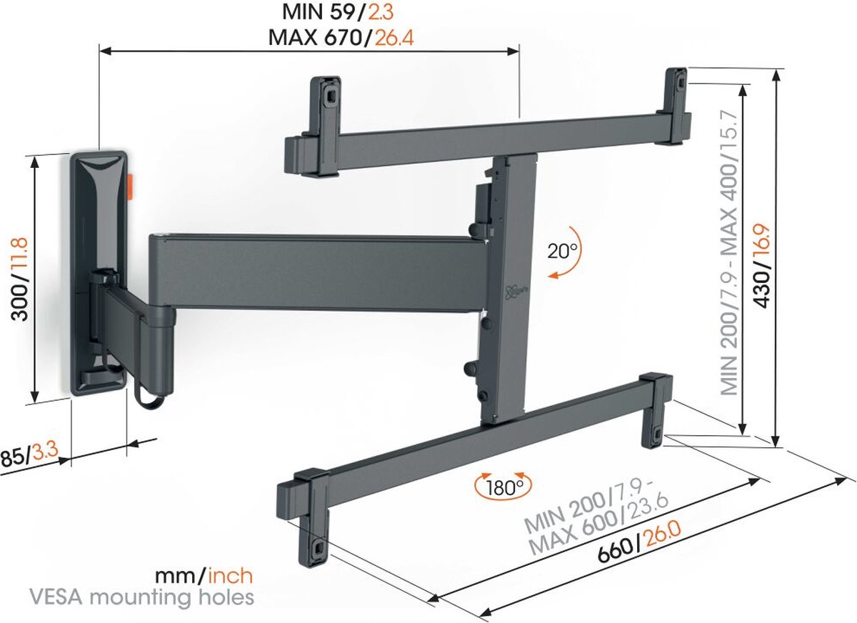 Vogels Comfort 3665 OLED - Zwart