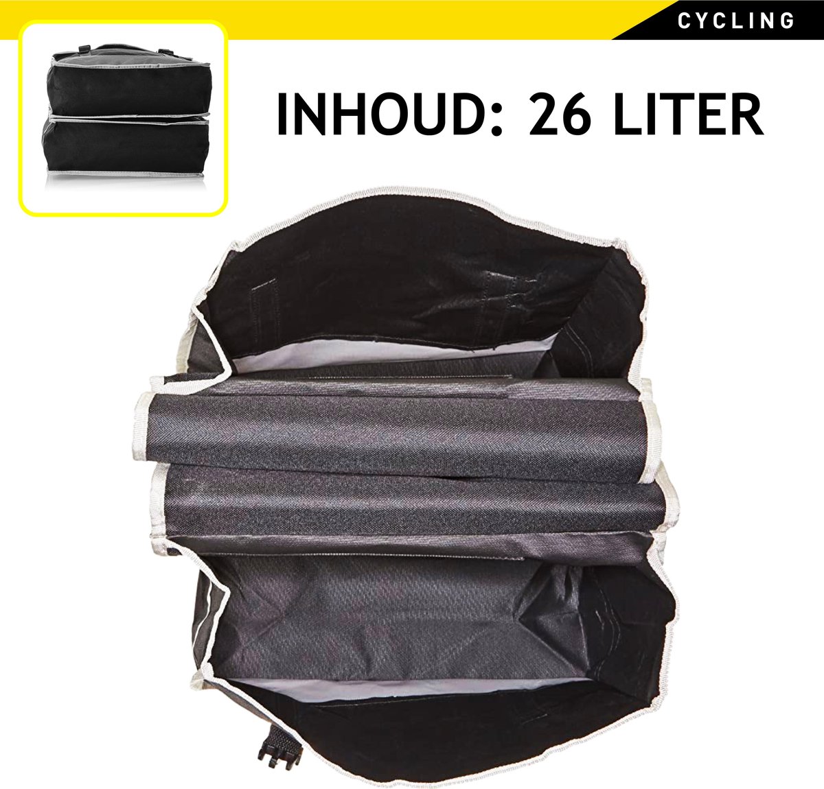 Dunlop Dubbele Fietstas - 40 X 36 X 12 Cm - Waterdicht - Zwart