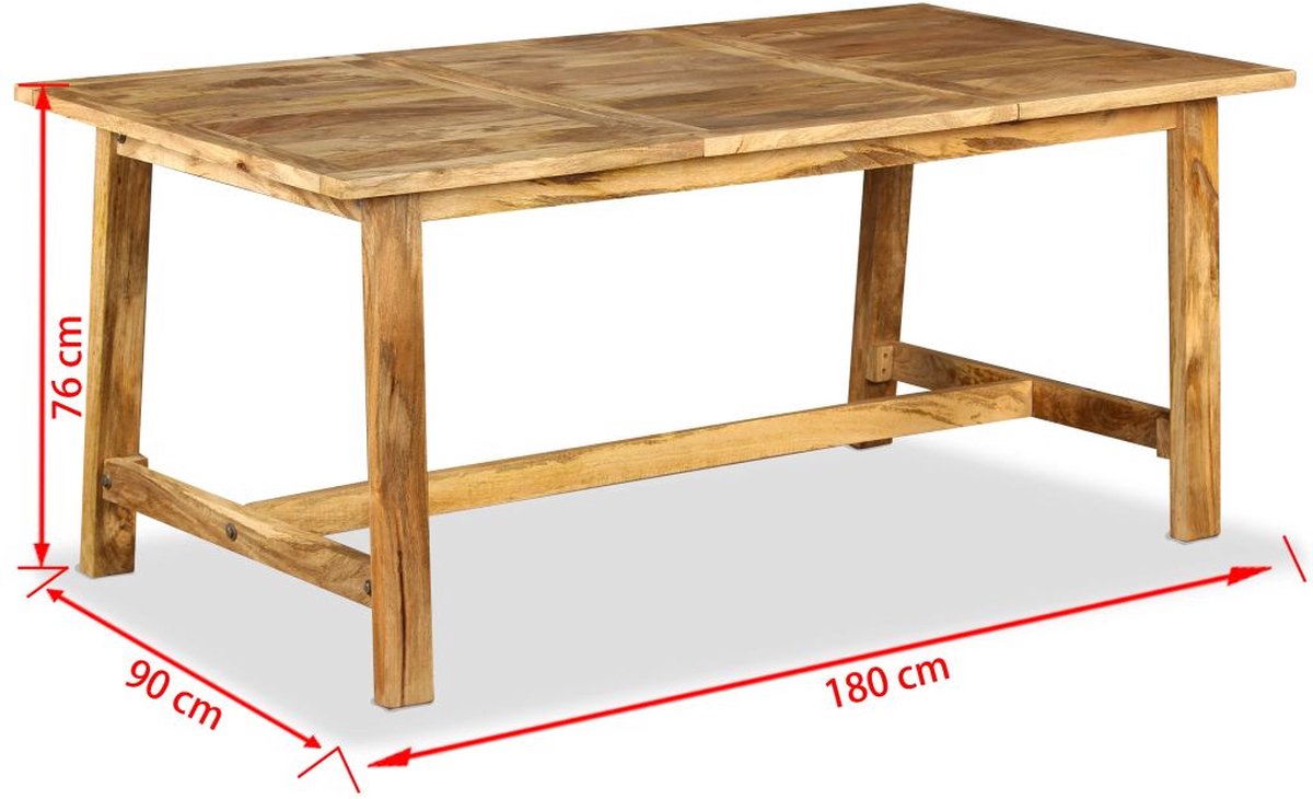 Vidaxl Eettafel 180 Cm Massief Mangohout - Bruin