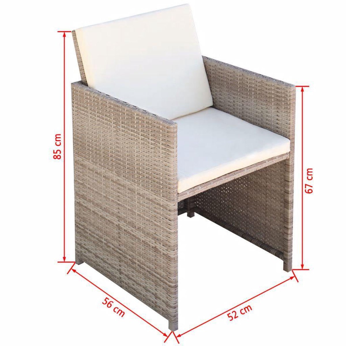 Vidaxl 9-delige Tuinset Met Kussens Poly Rattan - Beige