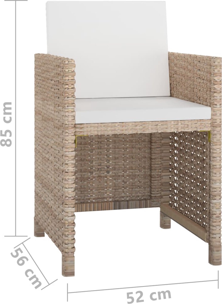 Vidaxl 9-delige Tuinset Met Kussens Poly Rattan - Beige
