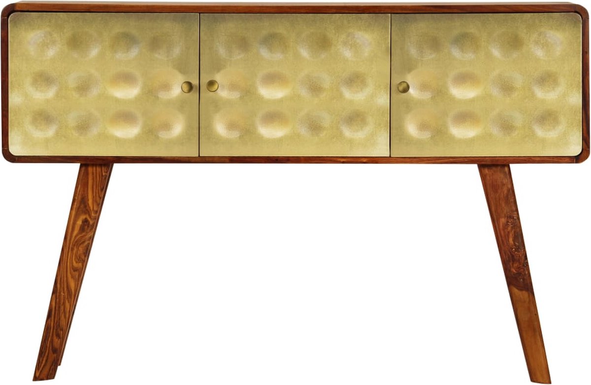 Vidaxl Dressoir 120x30x80 Cm Massief Sheeshamhout Meten Print - Bruin