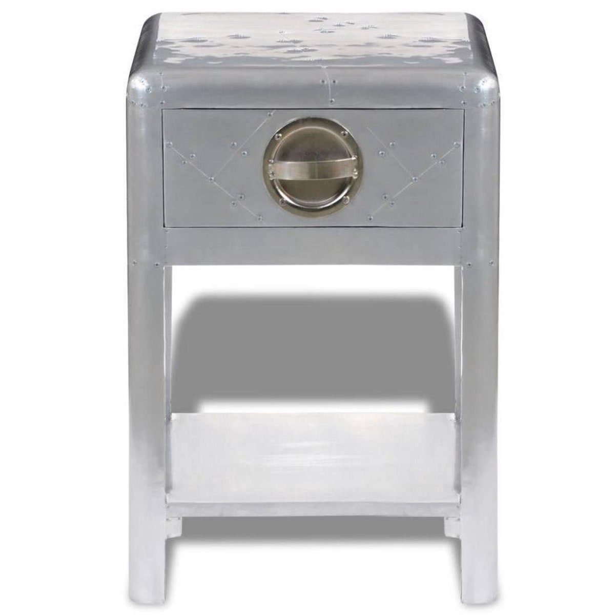 Vidaxl Bijzettafel Met 1 Lade Vintage Luchtvaartlook - Silver