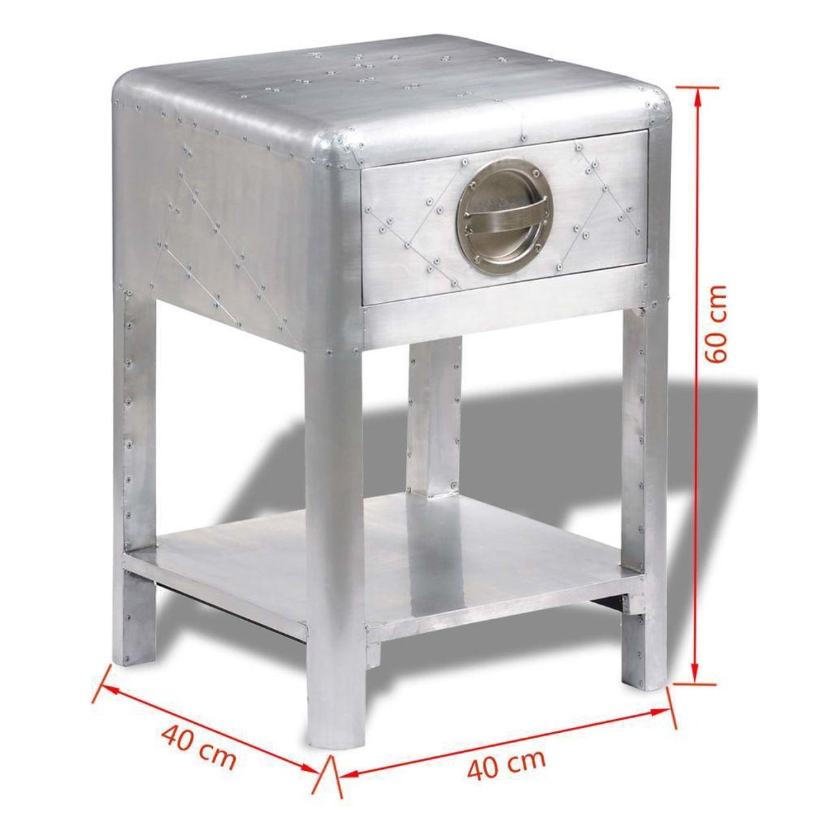 Vidaxl Bijzettafel Met 1 Lade Vintage Luchtvaartlook - Silver
