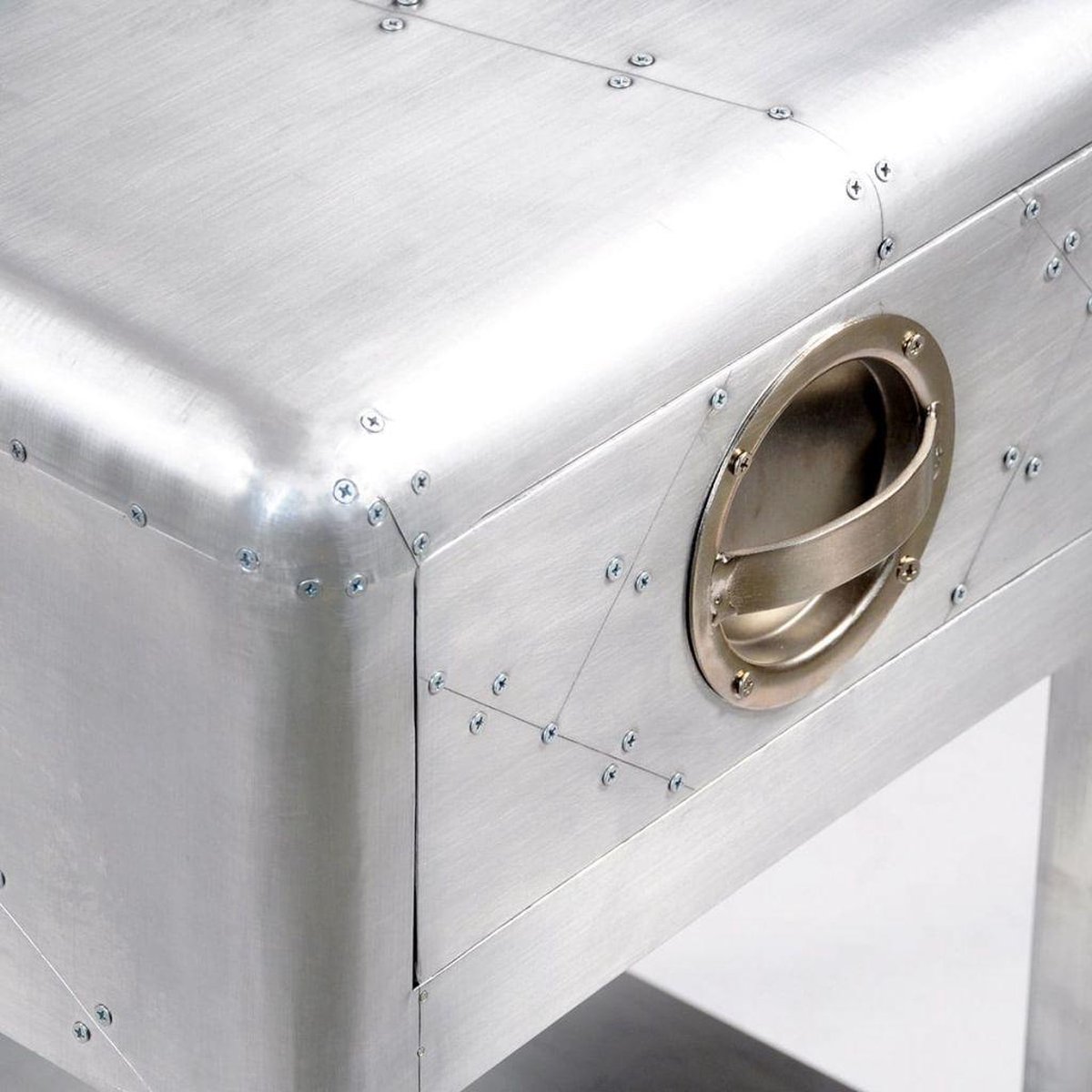 Vidaxl Bijzettafel Met 1 Lade Vintage Luchtvaartlook - Silver