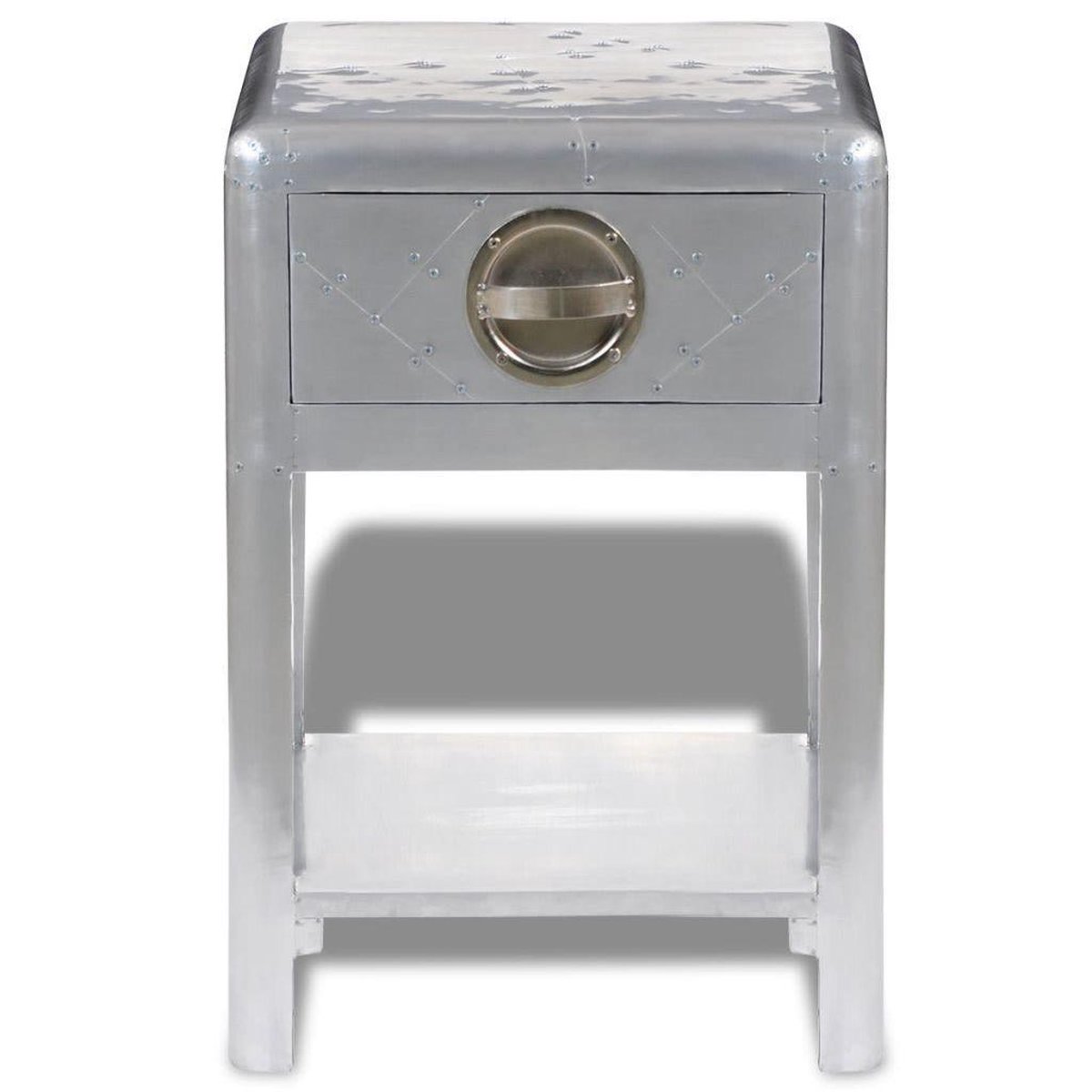 Vidaxl Bijzettafel Met 1 Lade Vintage Luchtvaartlook - Silver