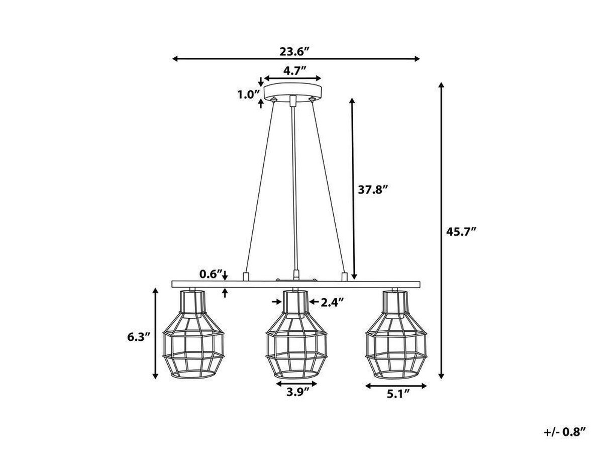 Beliani Orne Hanglamp Metaal 60 X 60 Cm