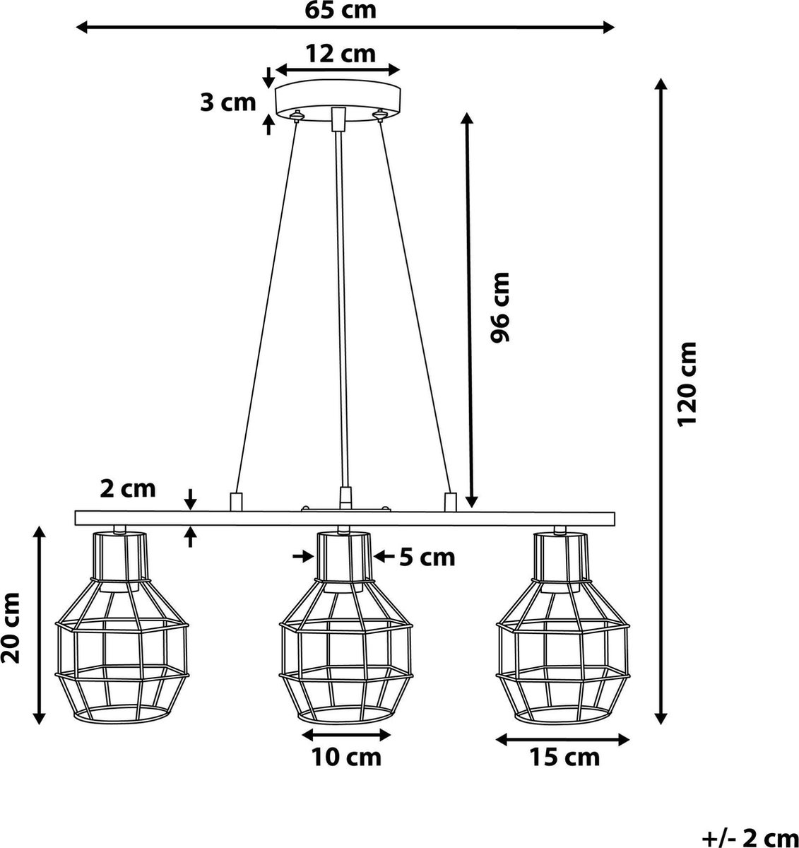 Beliani Orne Hanglamp Metaal 60 X 60 Cm