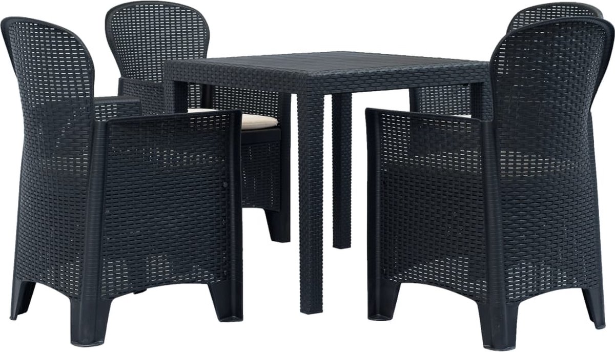 Vidaxl 5-delige Tuinset Rattan-look Kunststof Antraciet - Grijs