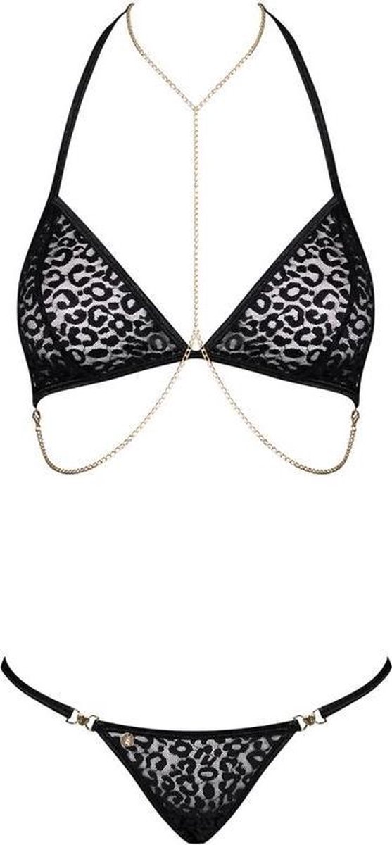 Obsessive Bh setje met Kettingen - Panthora - Zwart