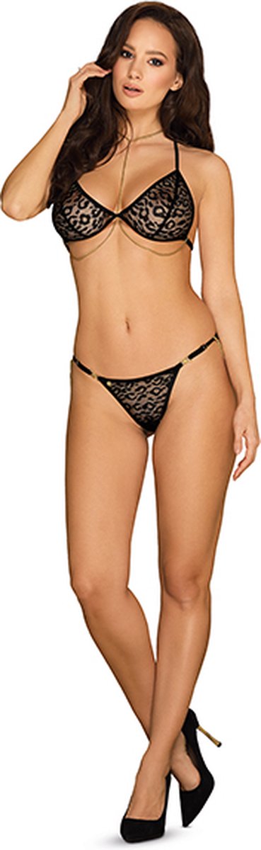 Obsessive Bh setje met Kettingen - Panthora - Zwart