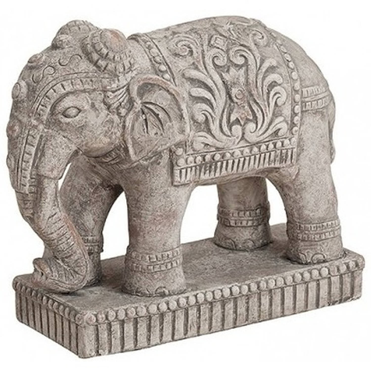 Olifant Dieren Beeldje 27 Cm Woondecoratie - Beeldjes - Grijs