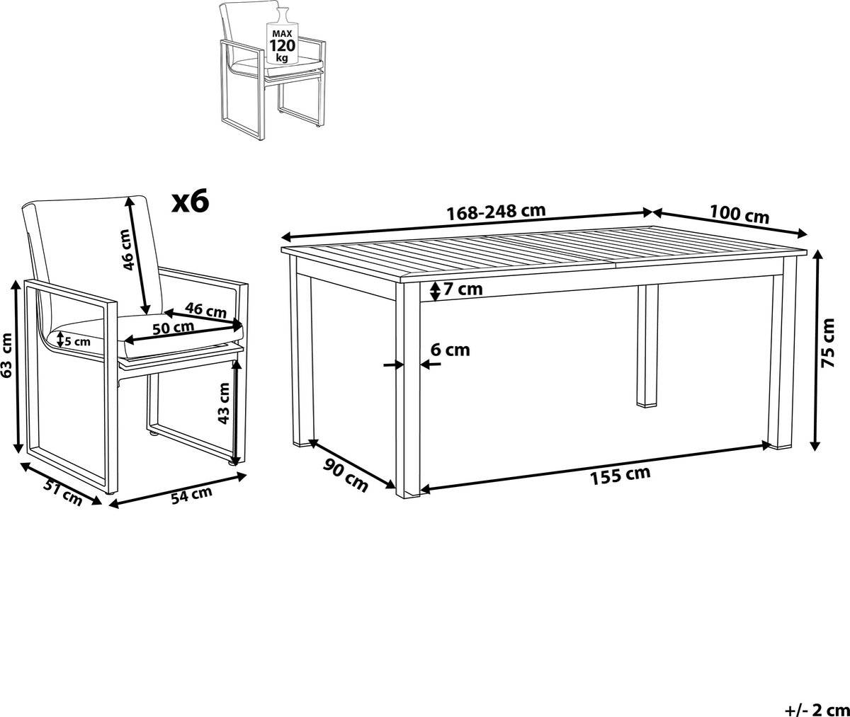 Beliani Pancole - Tuinset--aluminium - Grijs