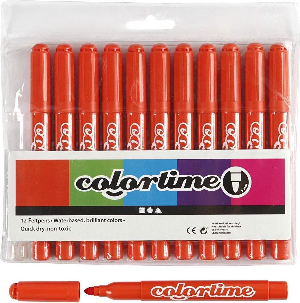 Colortime Stiften Lijndikte 5 Mm Donker 12 Stuks - Oranje