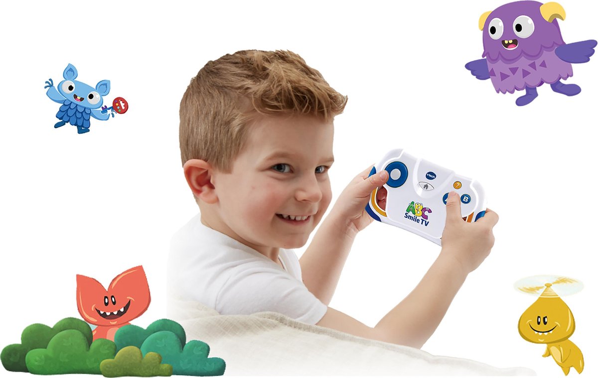 Vtech leerspel ABC Smile TV junior 14,5 cm wit/blauw 2 delig
