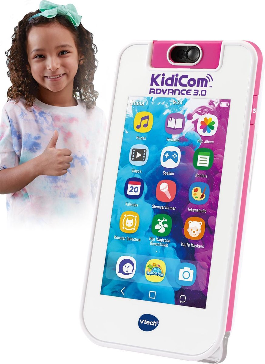 Vtech kindertelefoon KidiCom Advance 3.0 junior 17 cm - Roze