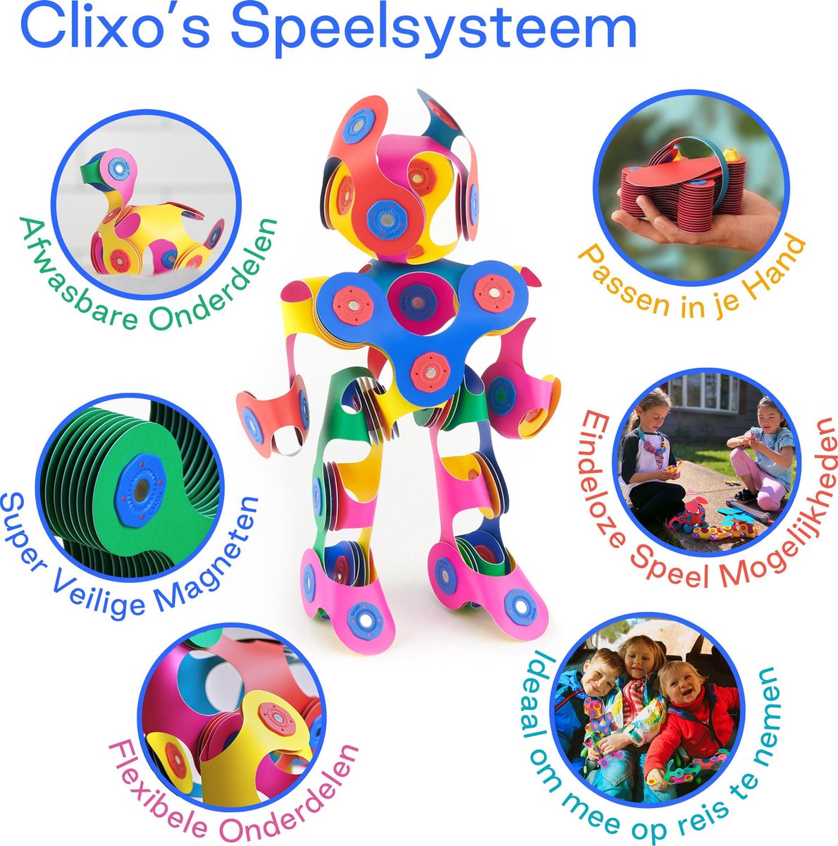Clixo klikspeelgoed Rainbow junior 29 x 14 cm rood 43 delig