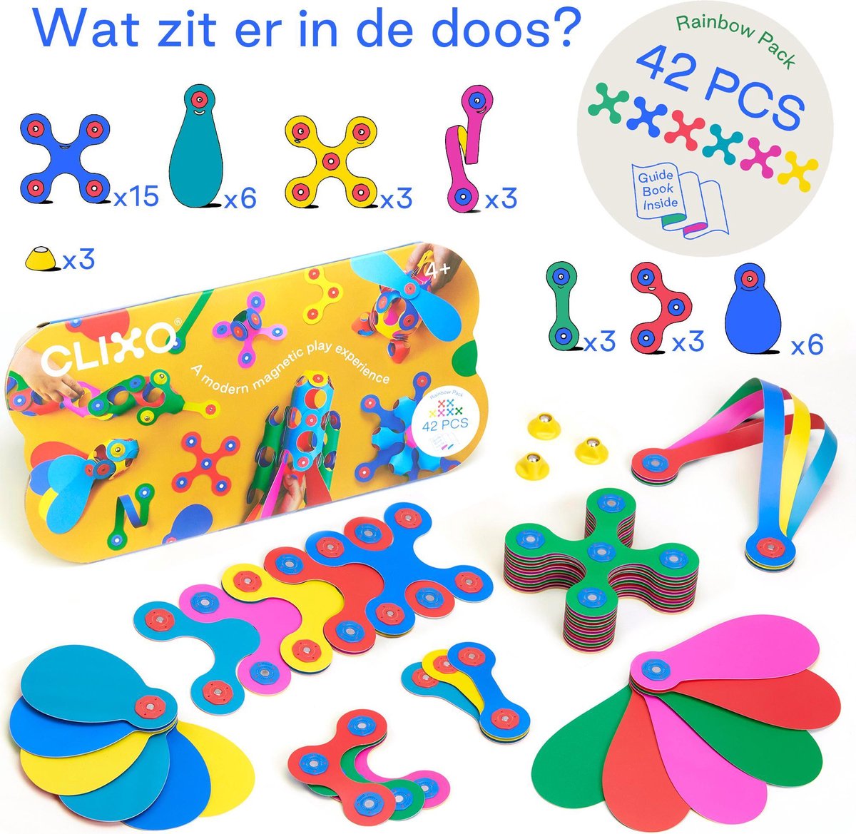 Clixo klikspeelgoed Rainbow junior 29 x 14 cm rood 43 delig