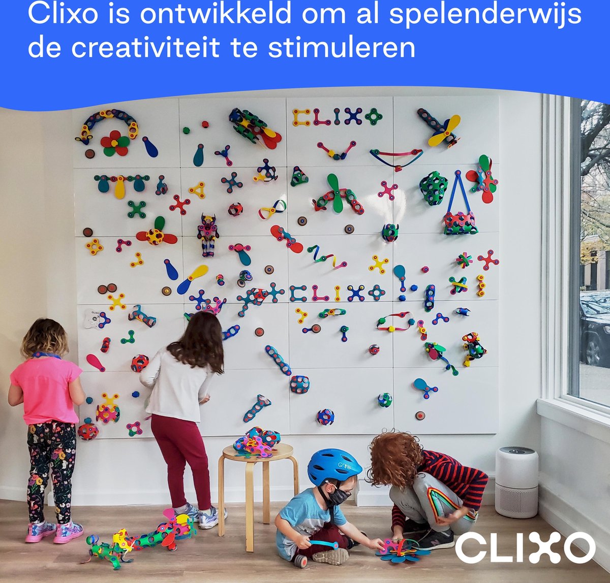 Clixo klikspeelgoed Crew junior 22 cm rood/turquoise 31 delig