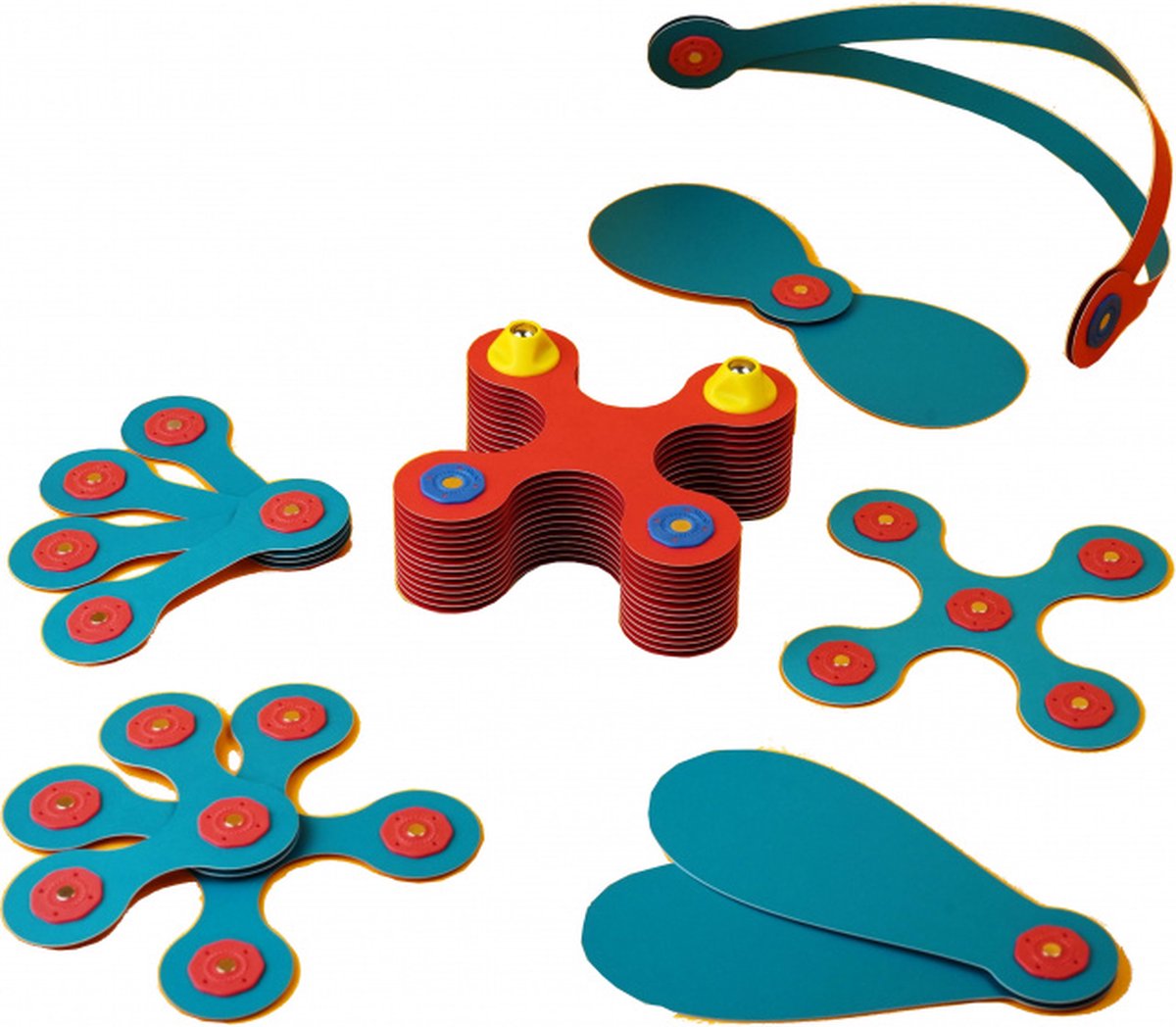 Clixo klikspeelgoed Crew junior 22 cm rood/turquoise 31 delig