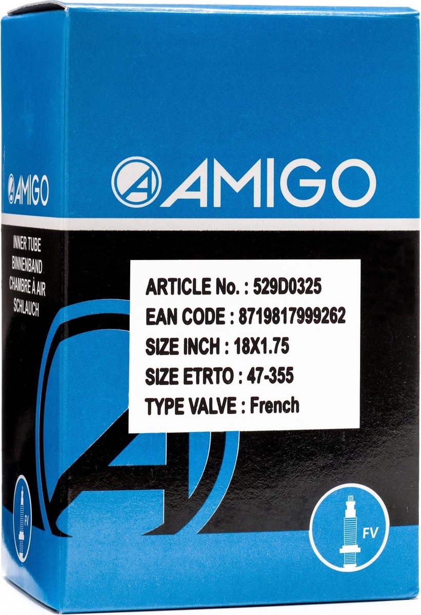 Amigo Binnenband 18 x 1.75 (47 355) FV 48 mm - Zwart