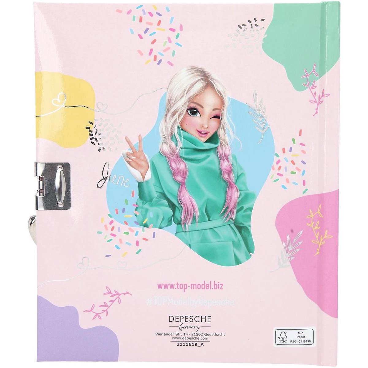 TOPModel dagboek meisjes 18,5 x 15,5 cm papier/geel - Roze