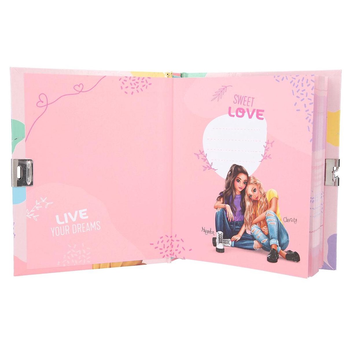 TOPModel dagboek meisjes 18,5 x 15,5 cm papier/geel - Roze