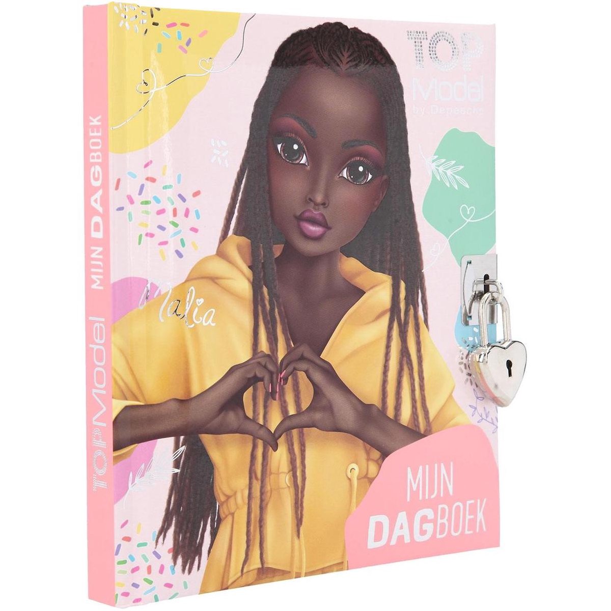 TOPModel dagboek meisjes 18,5 x 15,5 cm papier/geel - Roze