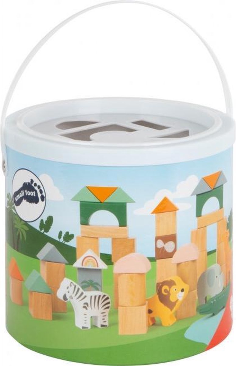 Small Foot bouwblokken Safari junior hout 50 delig - Bruin