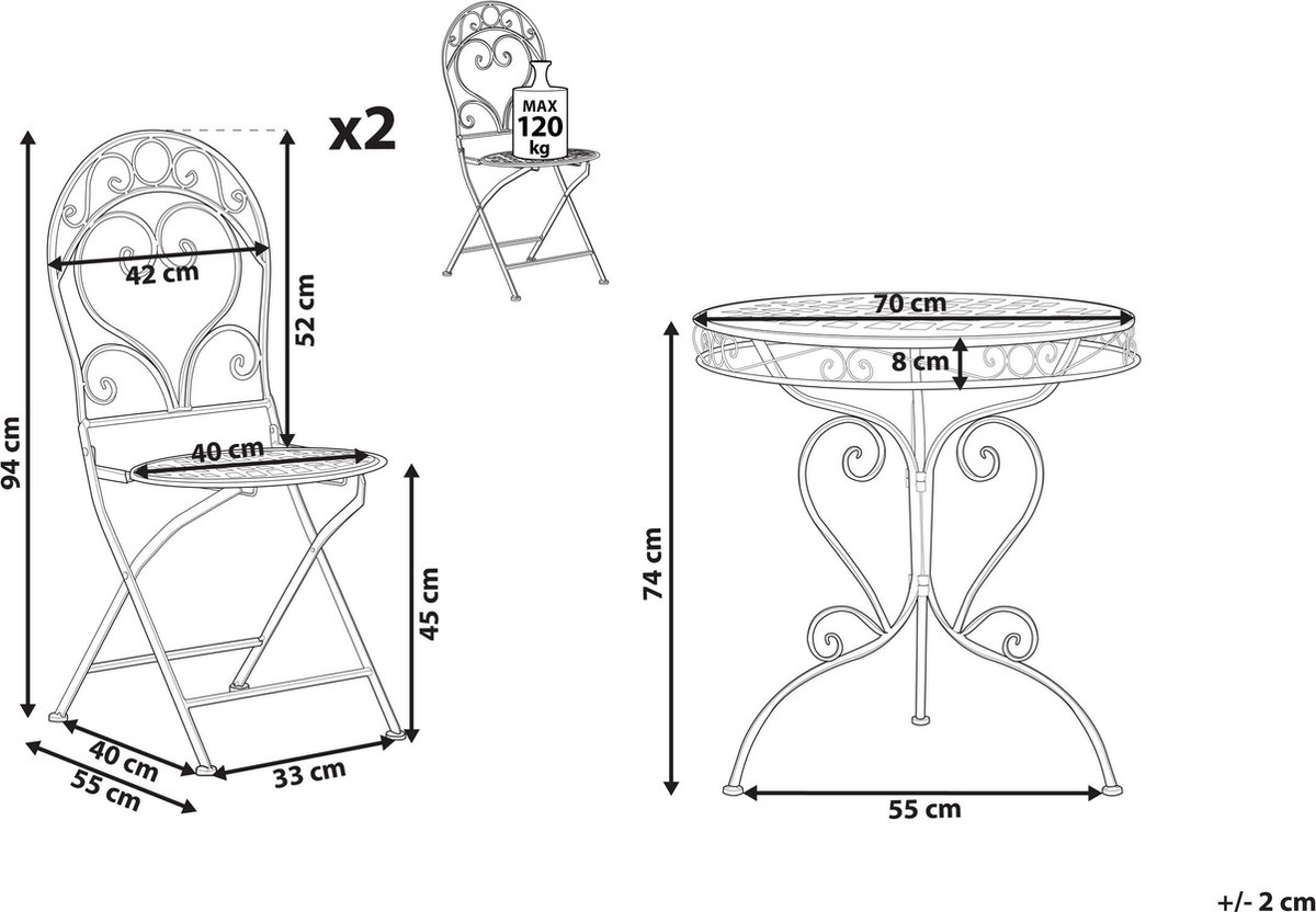Beliani Albinia - Balkonset--metaal - Roze