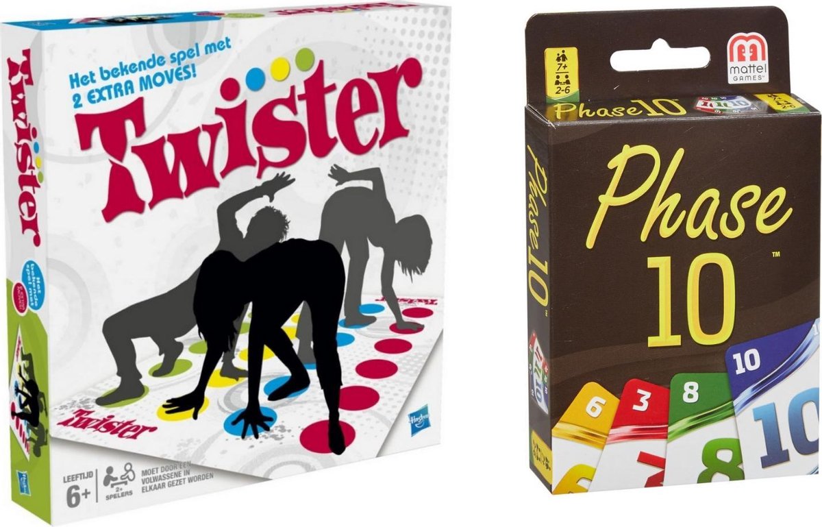 Hasbro Spellenbundel - Bordspellen - 2 Stuks - Twister & Phase 10