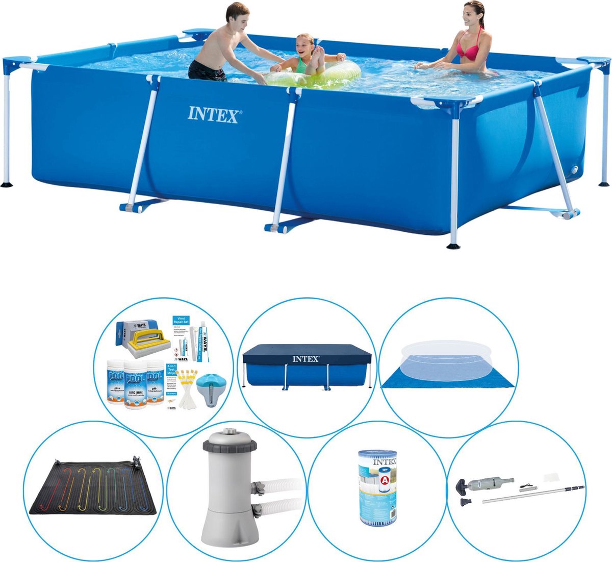Intex Zwembad Voordeelpakket: Frame Pool - 300 X 200 X 75 Cm - Deluxe - Blauw