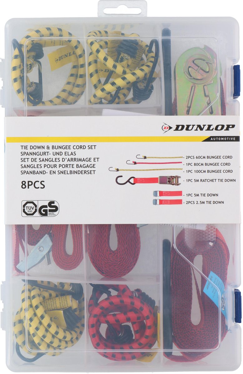 Dunlop Spanbanden en Snelbinders in koffer - 8 Stuks