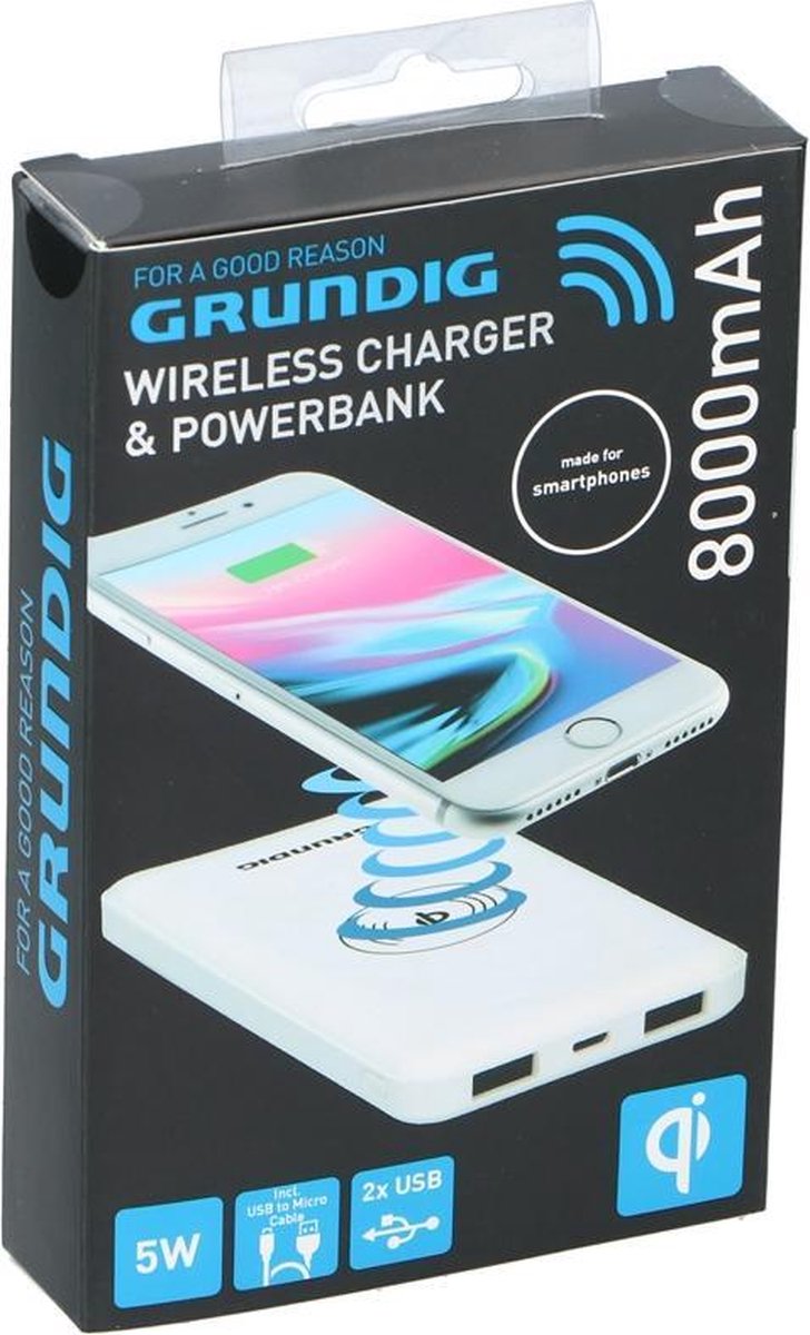 Grundig Powerbank En Draadloze Oplader - 8000 mAh