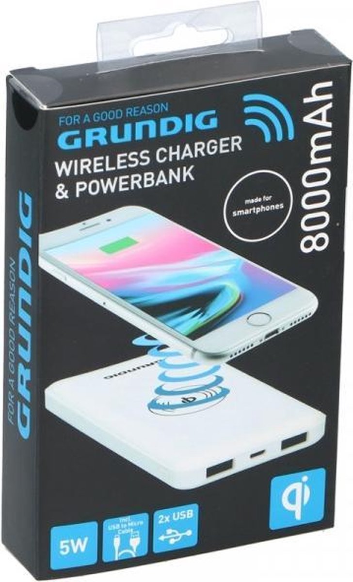 Grundig Powerbank En Draadloze Oplader - 8000 mAh