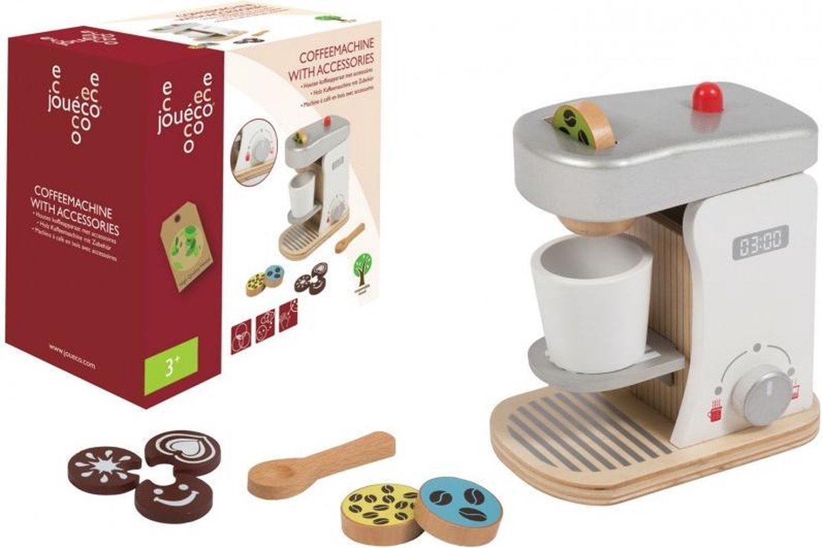 Joueco Jouéco houten koffieapparaat 18 cm 8 delig