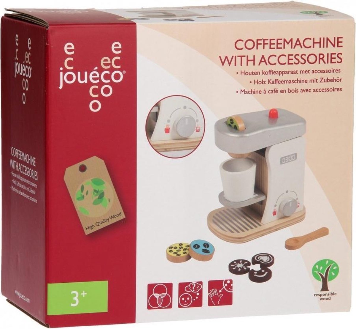 Joueco Jouéco houten koffieapparaat 18 cm 8 delig