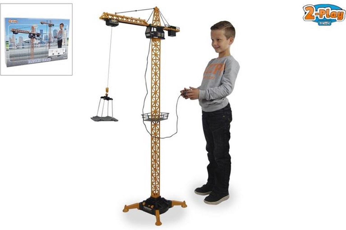 2-Play 2 Play hijskraan RC junior 132 cm geel/zwart 2 delig
